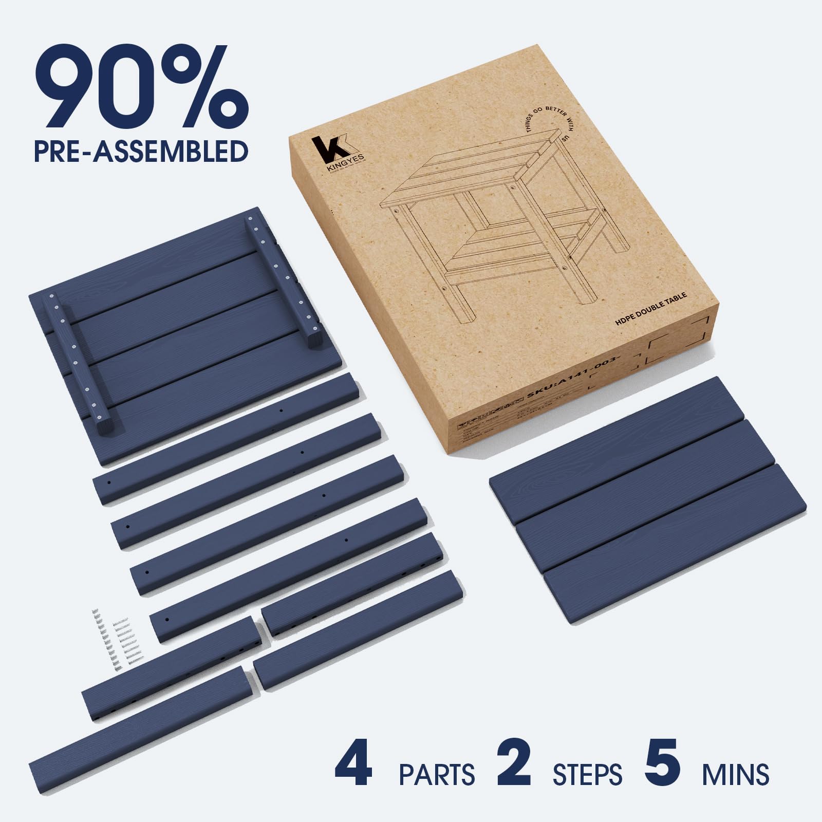 KINGYES slatted top detail demonstrating water drainage and fast-drying benefit