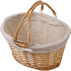 KINJOEK front view showing natural willow basket and handle, stylish storage benefit