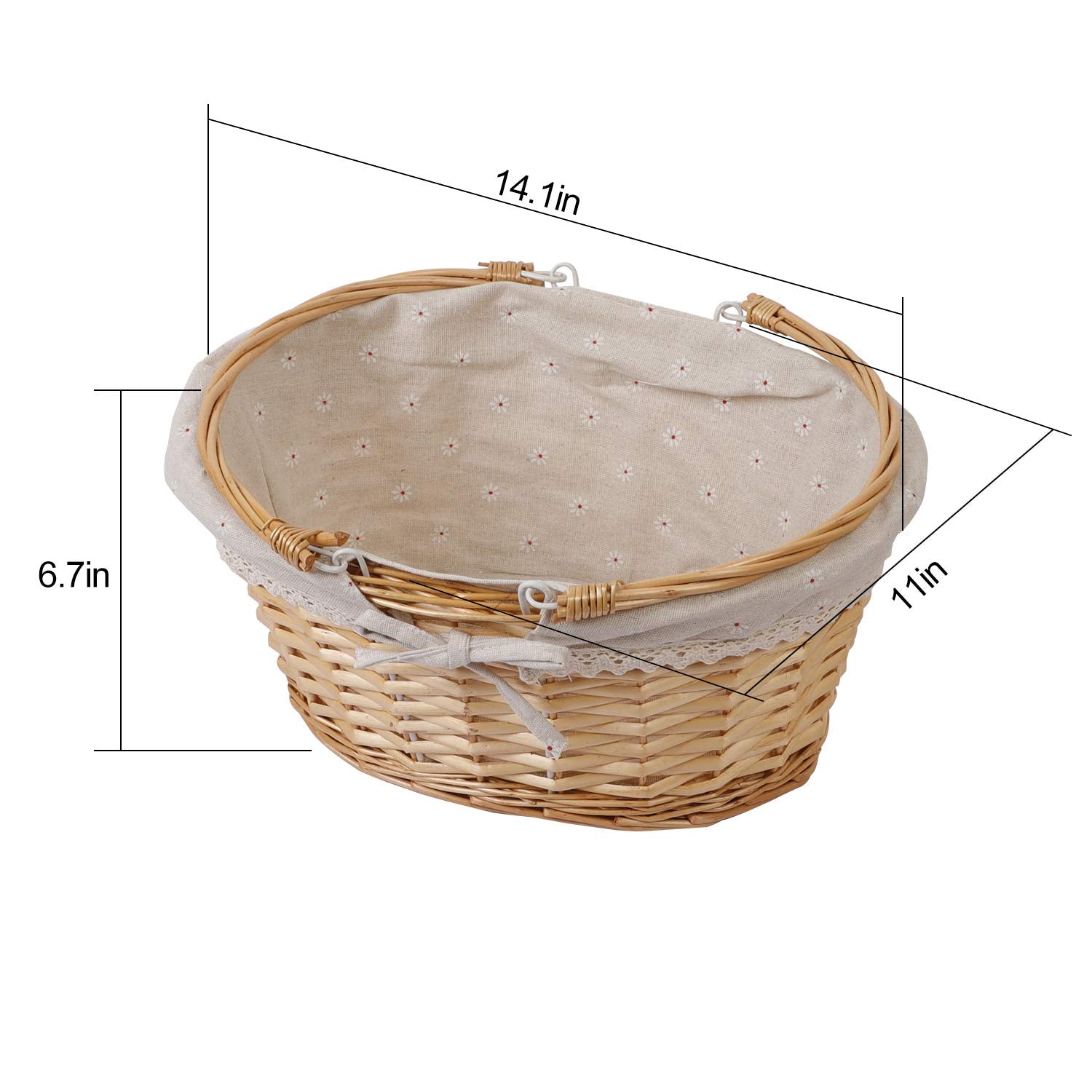 KINJOEK removable cotton-linen lining inside basket, protects items and cleans easily