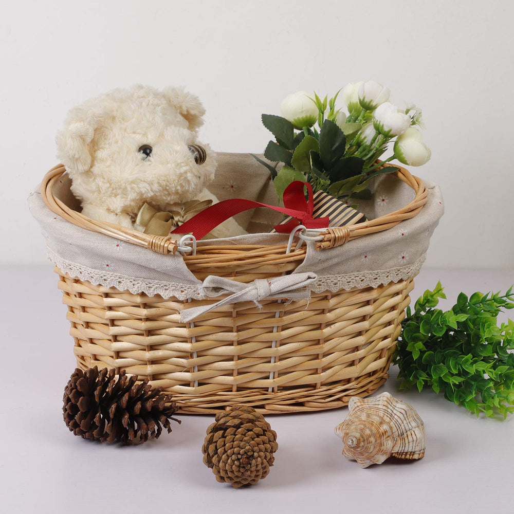 KINJOEK basket beside books and keys to show scale, fits shelves and counters