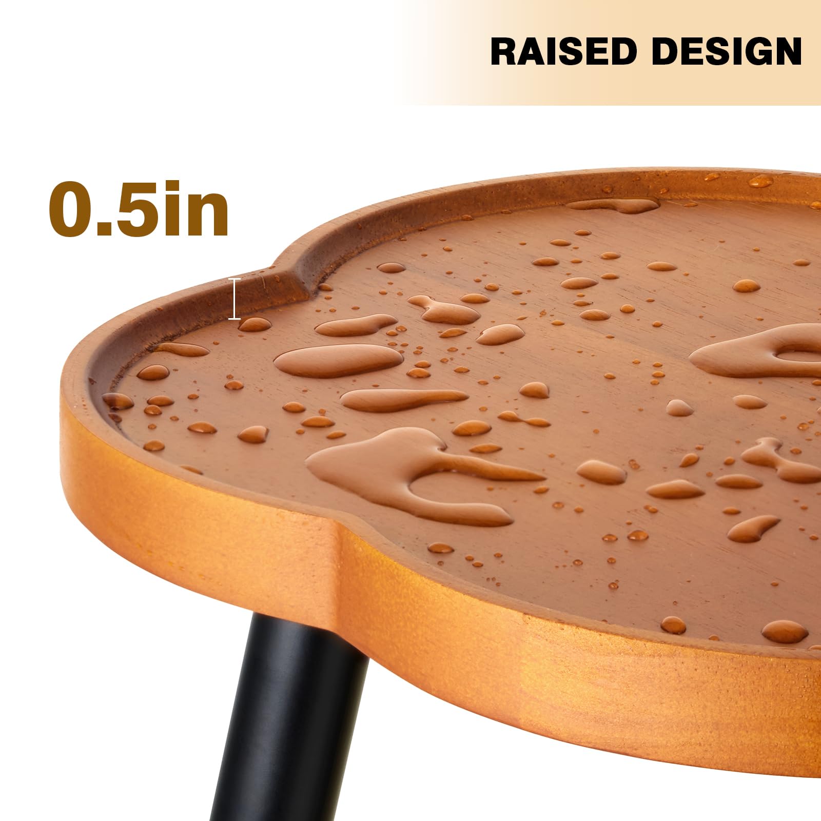 KINNARY close-up of walnut tray edge, highlights durable protective rim