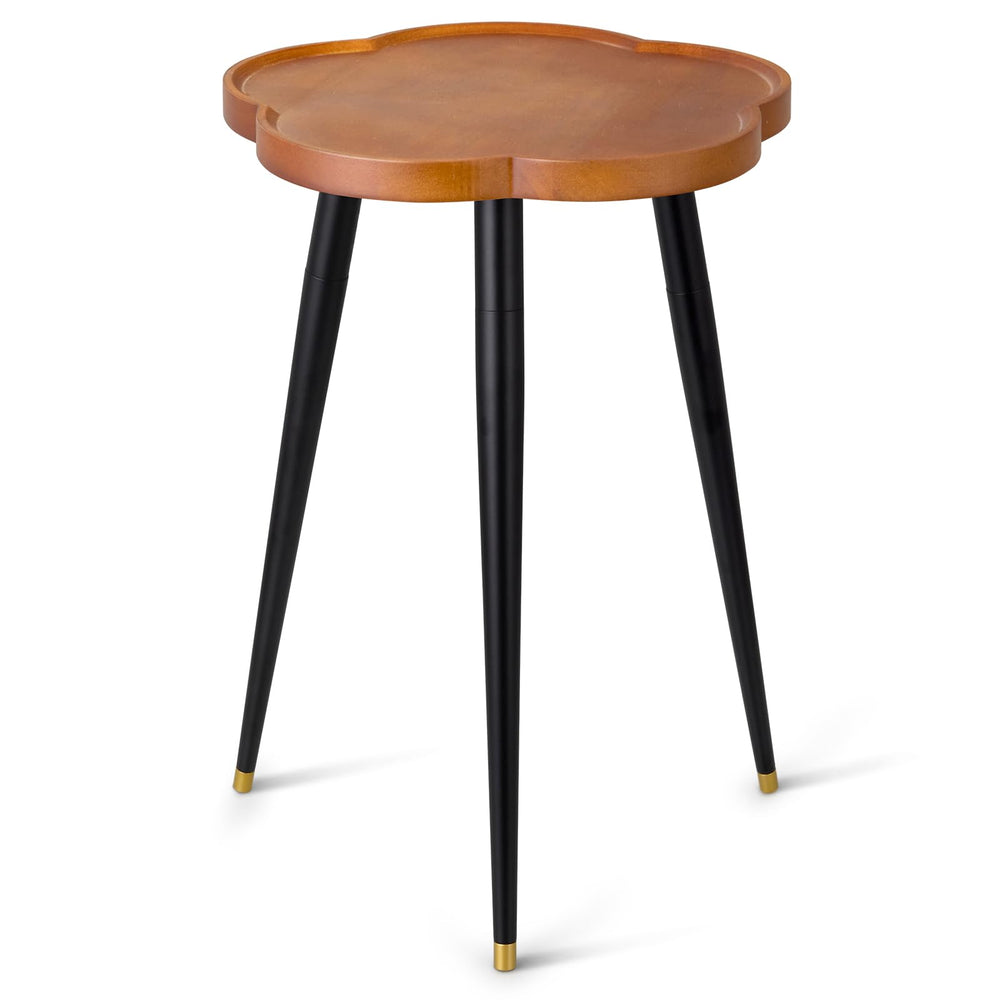 KINNARY front view showing wood tray and metal legs, enhances room decor