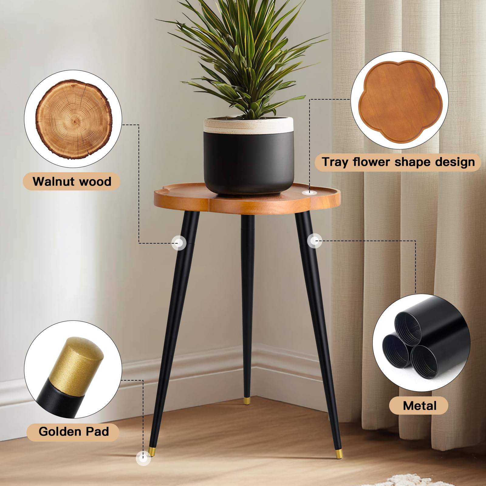 KINNARY plant stand in living room with pots, elevates indoor greenery