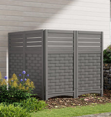 KINYING front view of 4-panel resin privacy fence showing clean concealment