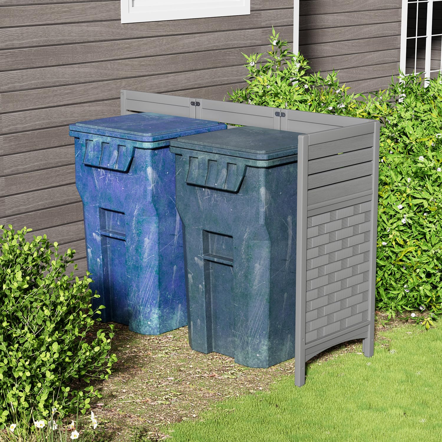 KINYING privacy screen concealing an AC unit for improved outdoor appearance
