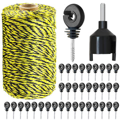 Kiouposy front packaging showing complete polywire and insulator kit for quick setup
