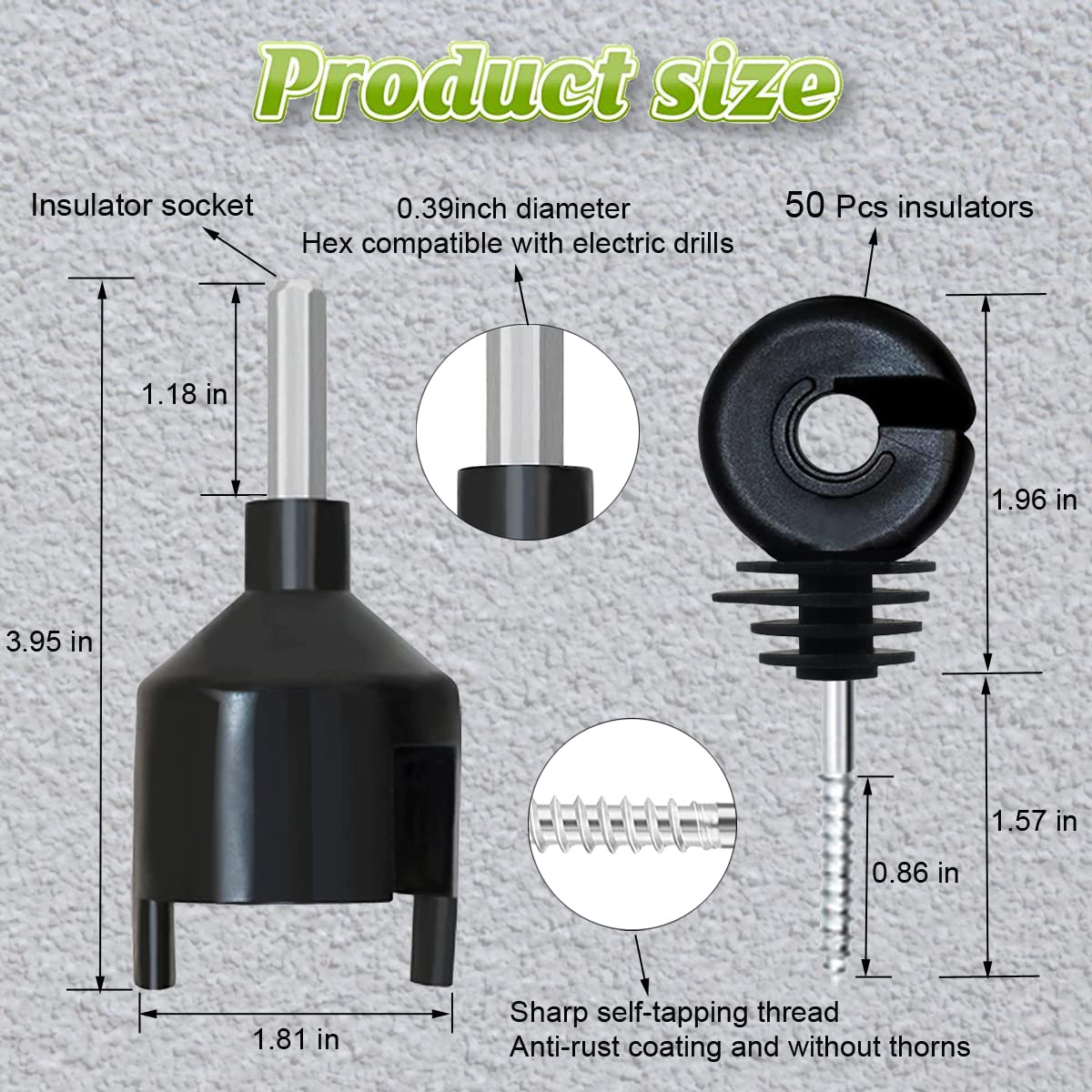 Kiouposy insulator detail on wooden-post with smooth surface and rust-resistant coating
