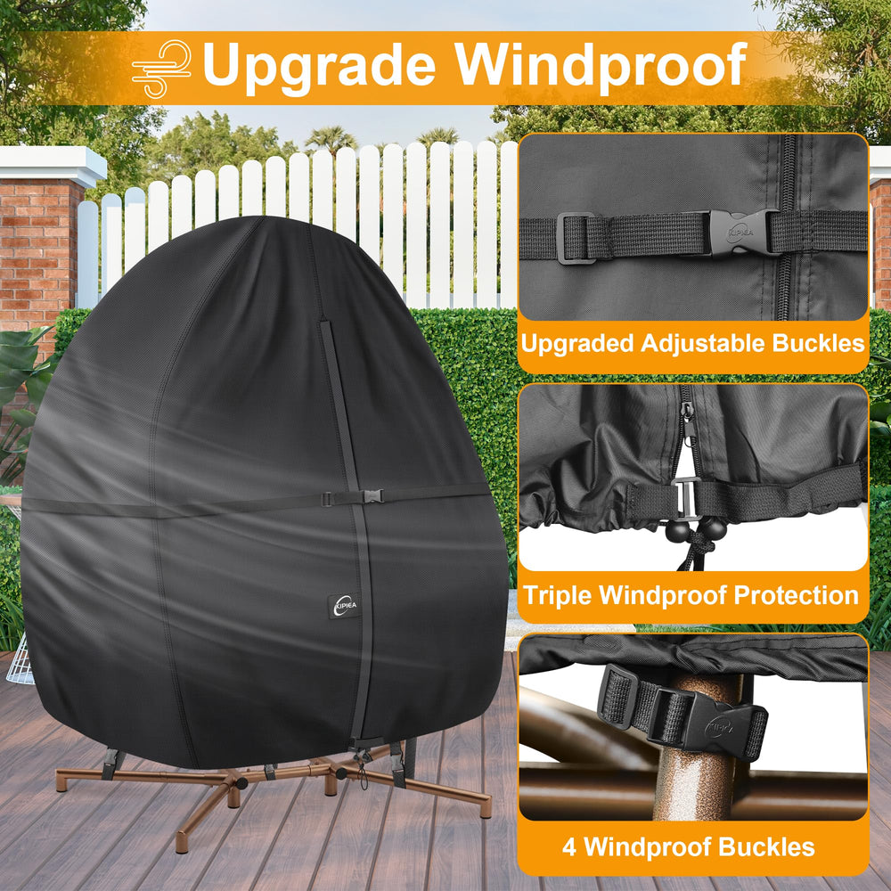 Kipiea covered chair in windy weather demonstrating windproof stability