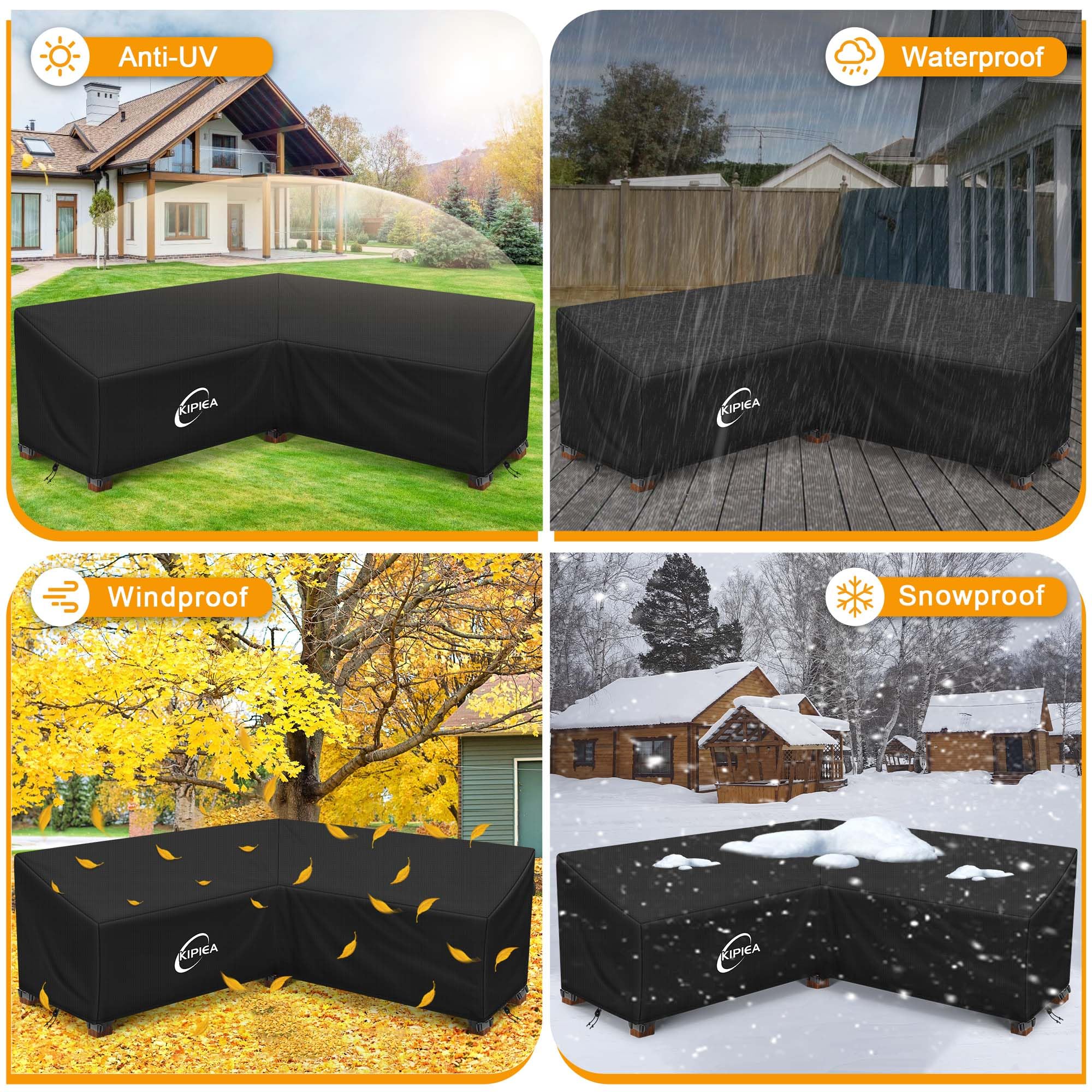 Kipiea covered sectional on patio demonstrating weather protection