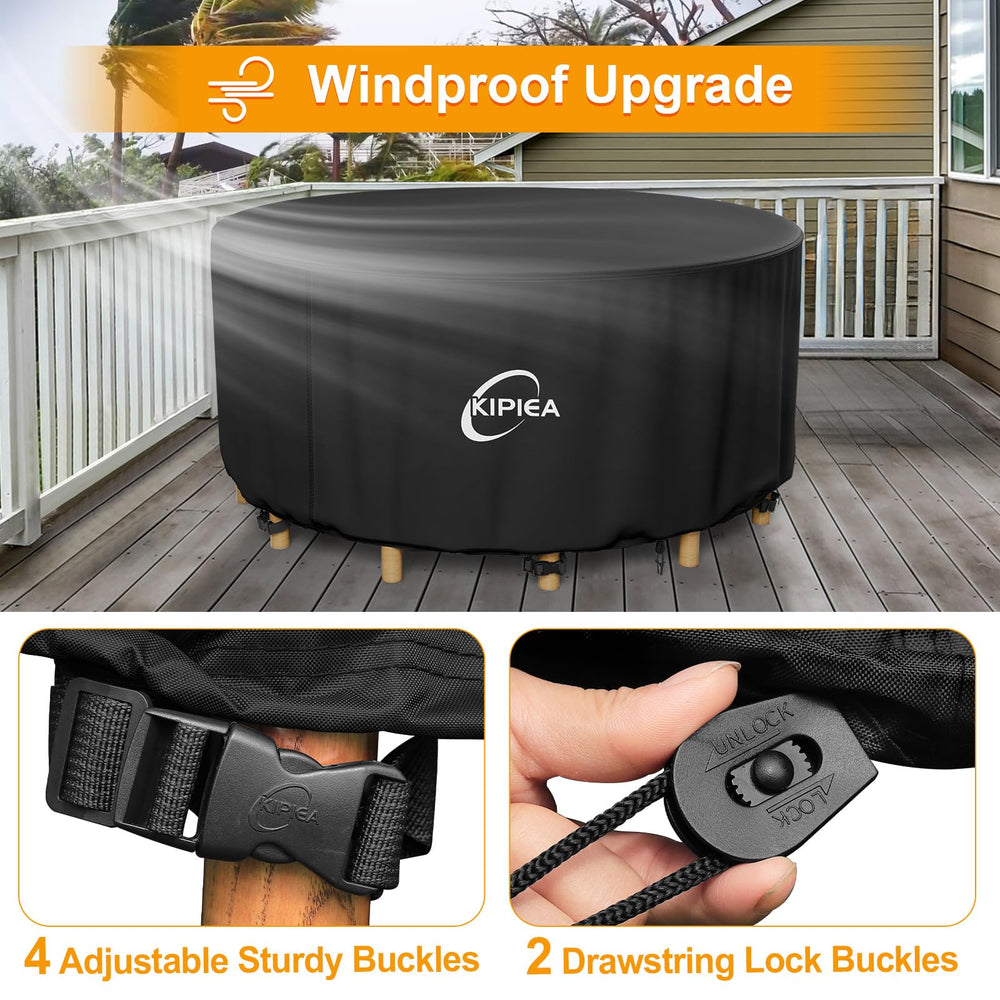 Kipiea covered table in rain demonstrating waterproof performance