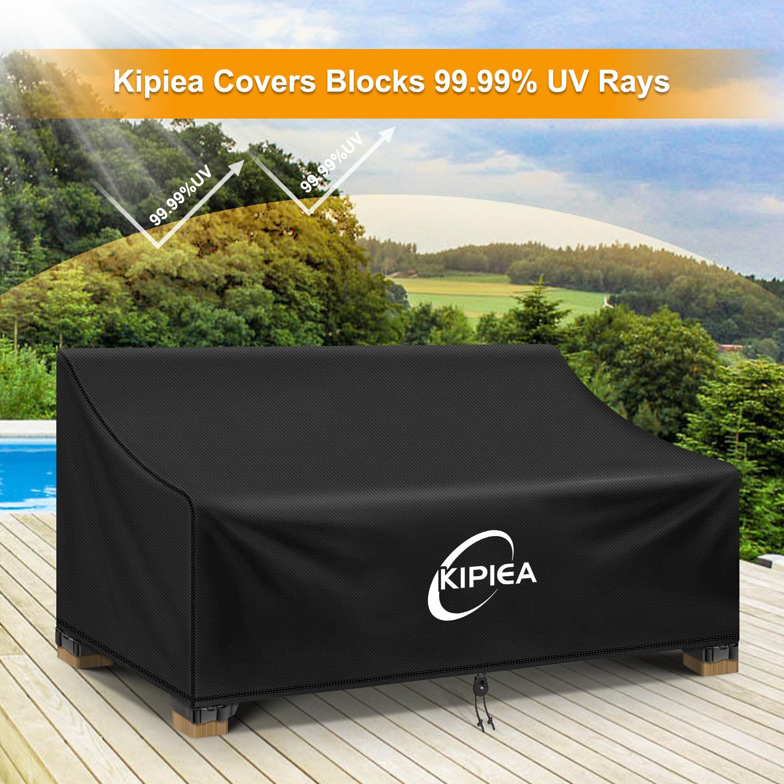 Kipiea folded cover inside storage bag for compact off-season storage
