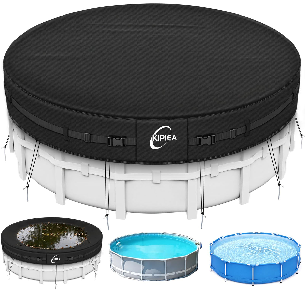 Kipiea front view showing full 21ft cover protecting pool and reducing debris