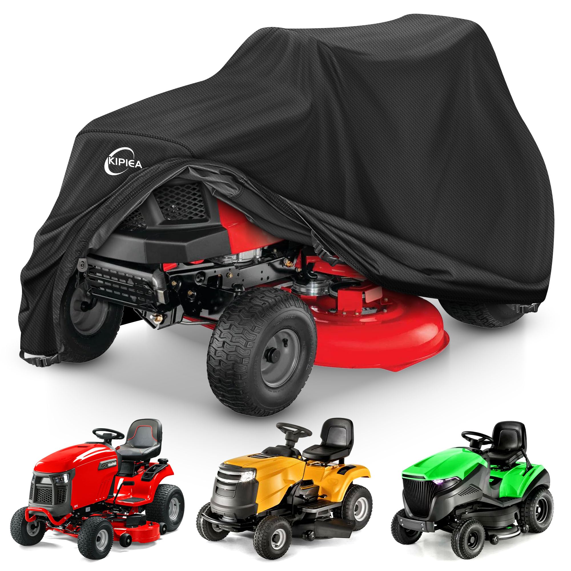 Kipiea front view on lawn tractor showing complete protection