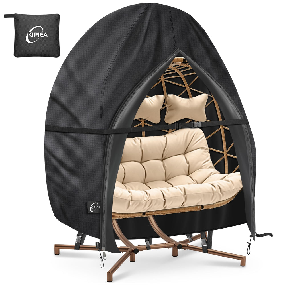 Kipiea front view showing full double egg chair protection and clean profile