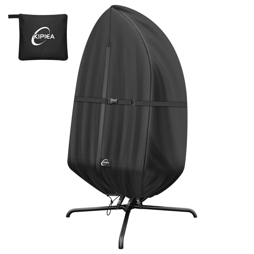 Kipiea front view of covered egg chair showing full protection and neat fit