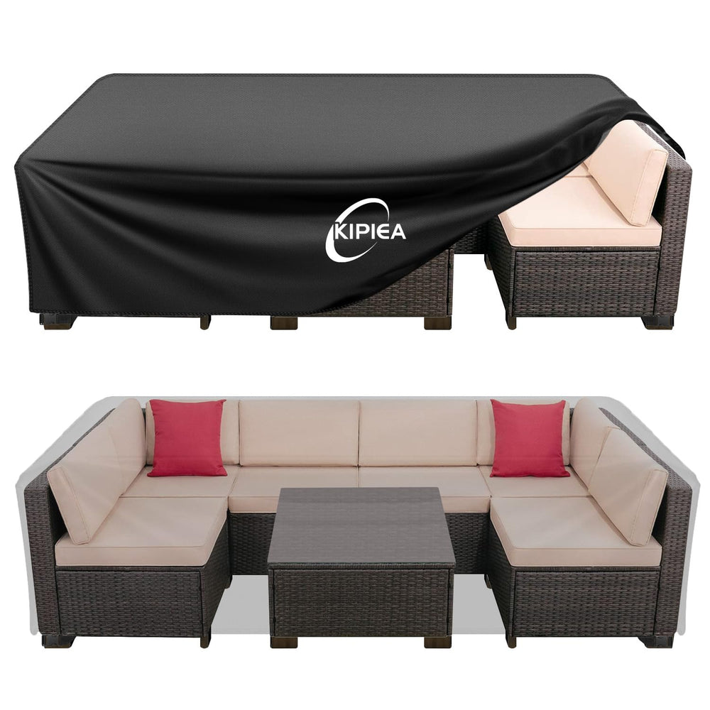 Kipiea front view of full patio set covered, shows complete protection