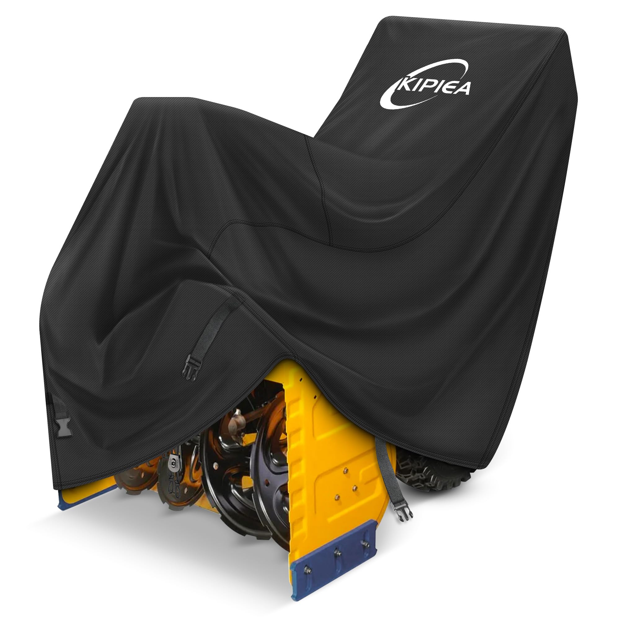 Kipiea front view showing full snow blower coverage and weather protection
