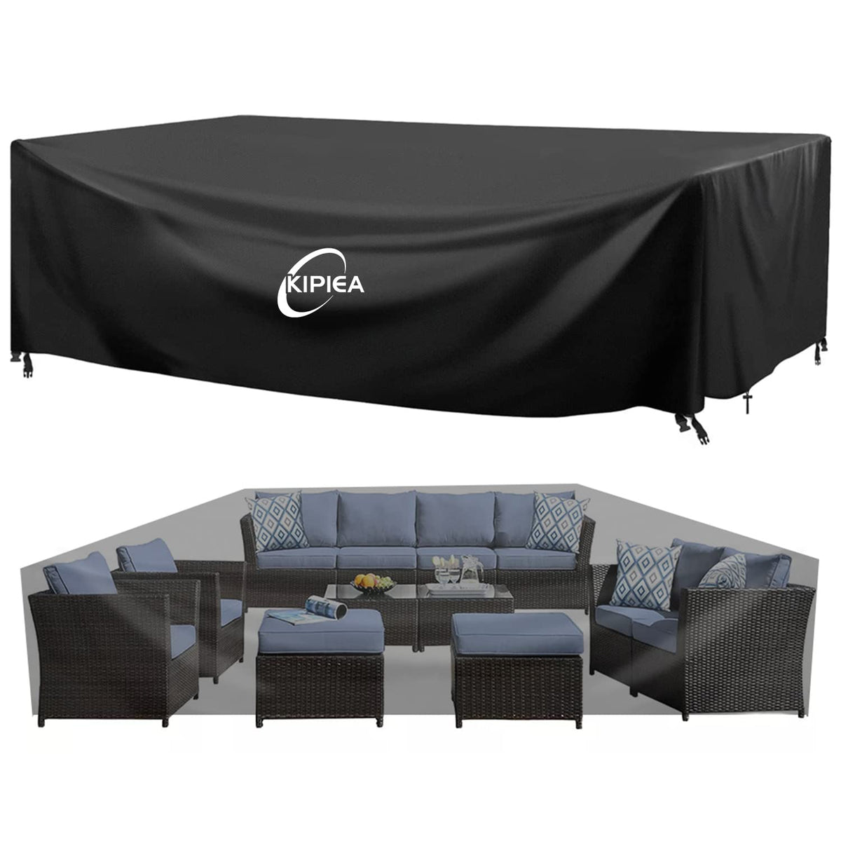 Kipiea front view full cover showing complete patio protection