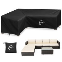 Kipiea front view of left-facing L-shaped cover protecting couch