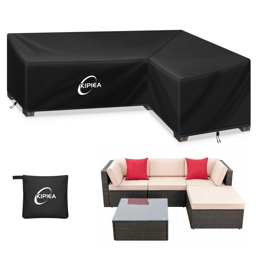 Kipiea front view of right-facing sectional cover protects furniture from weather