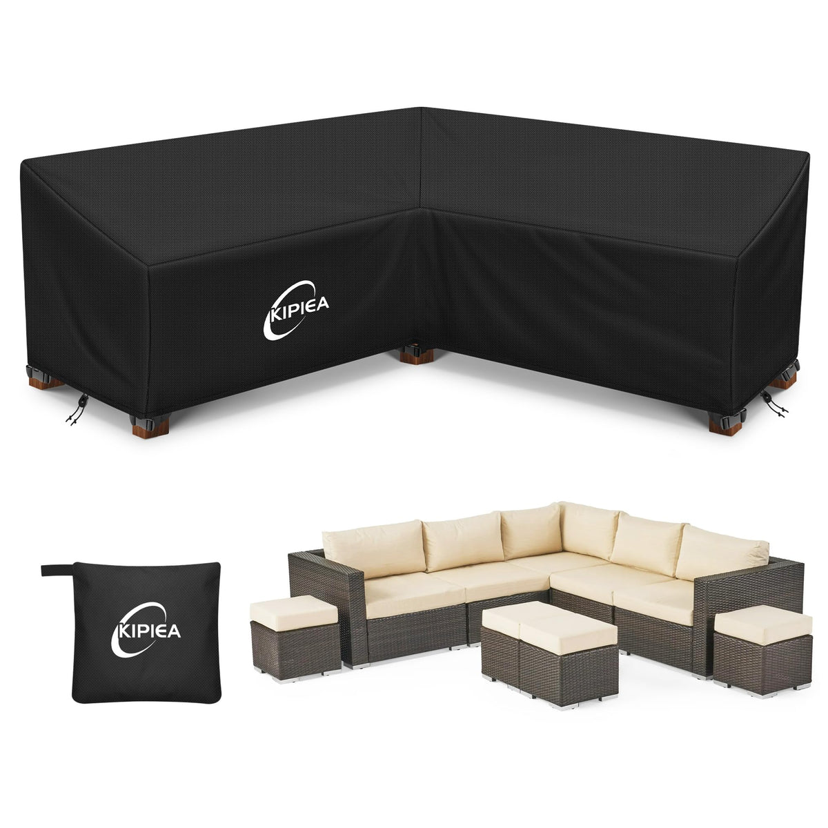 Kipiea front view of V-shaped sectional cover showing full protection