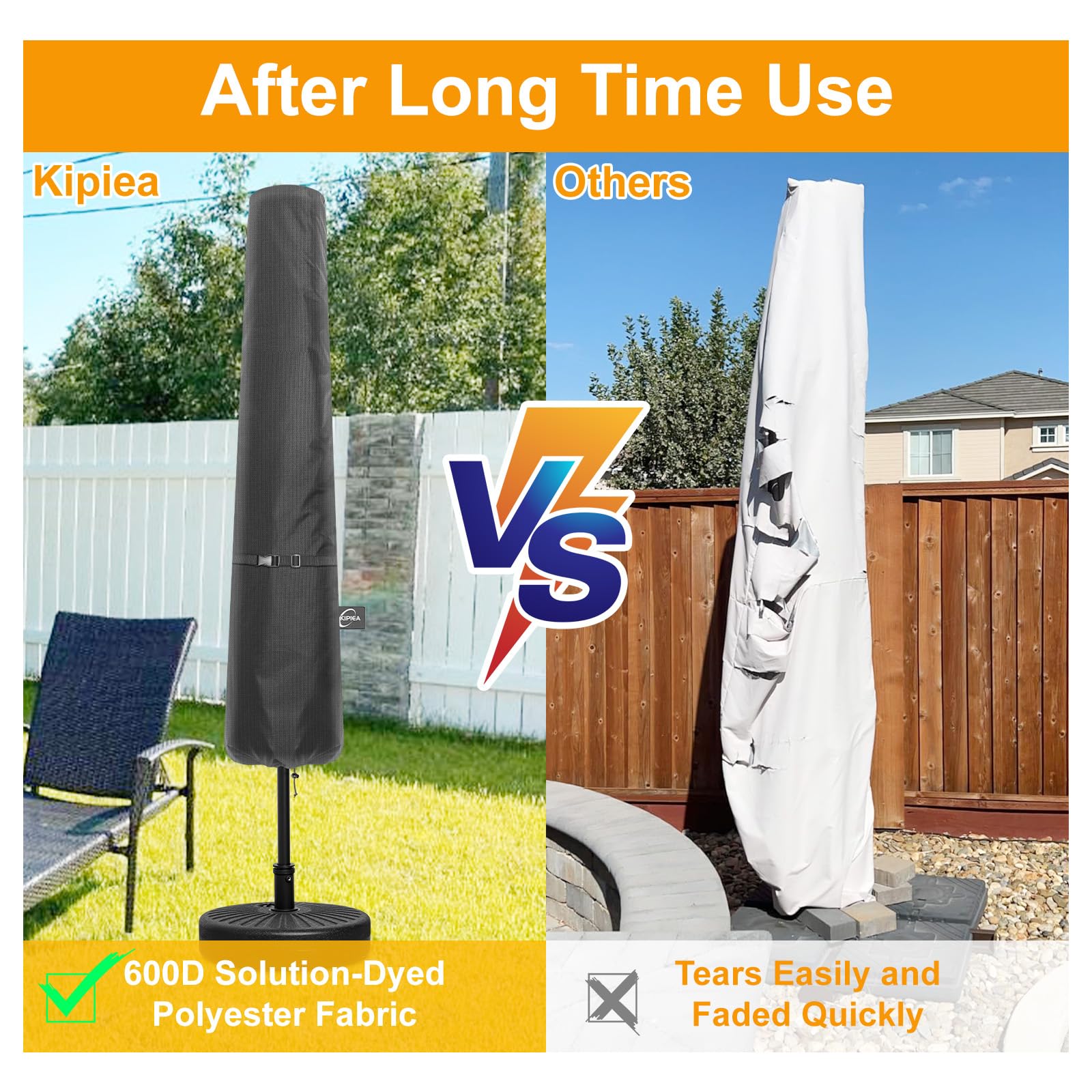 Kipiea side profile on an offset umbrella demonstrating full coverage