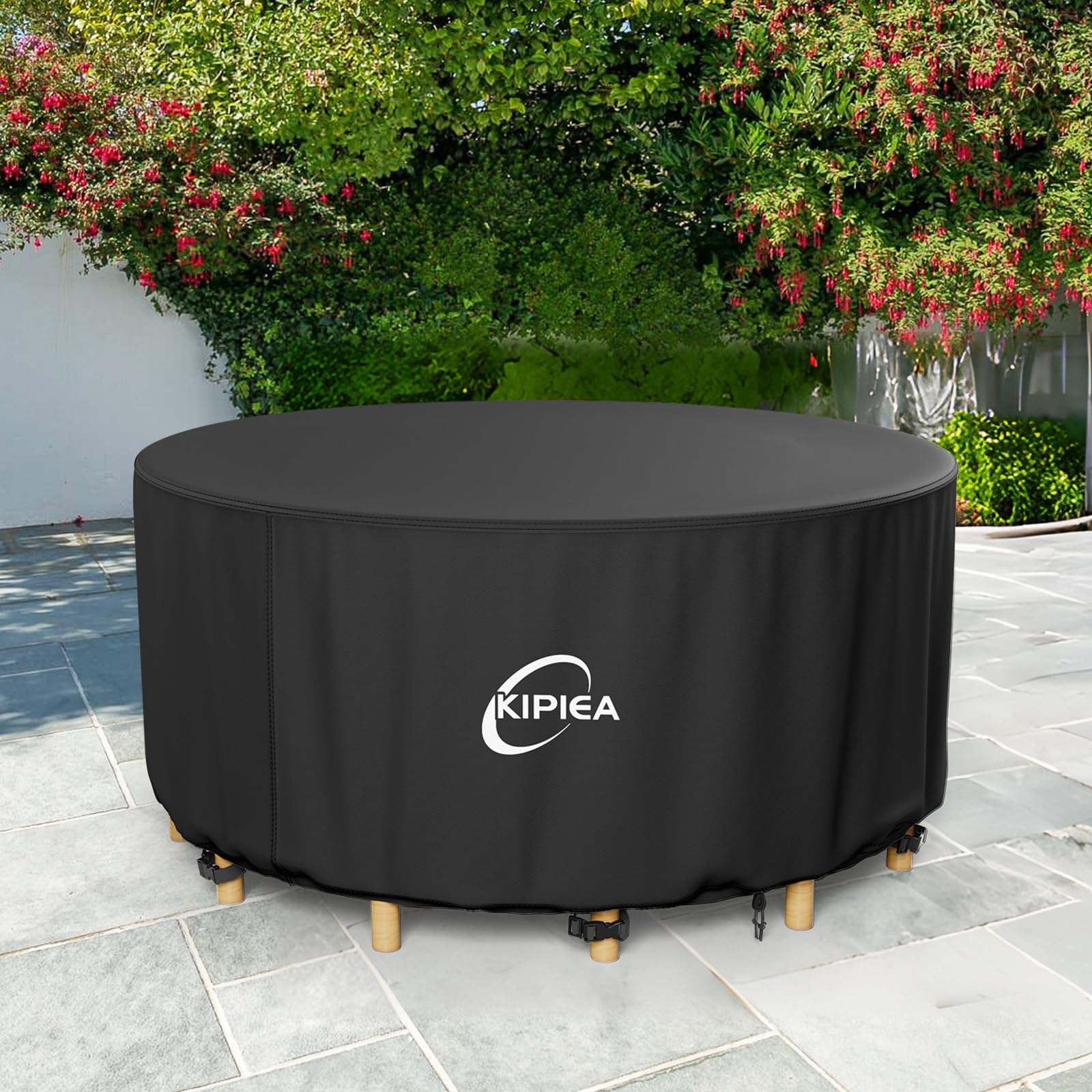 Kipiea alongside measuring tape illustrating the 84-inch diameter size