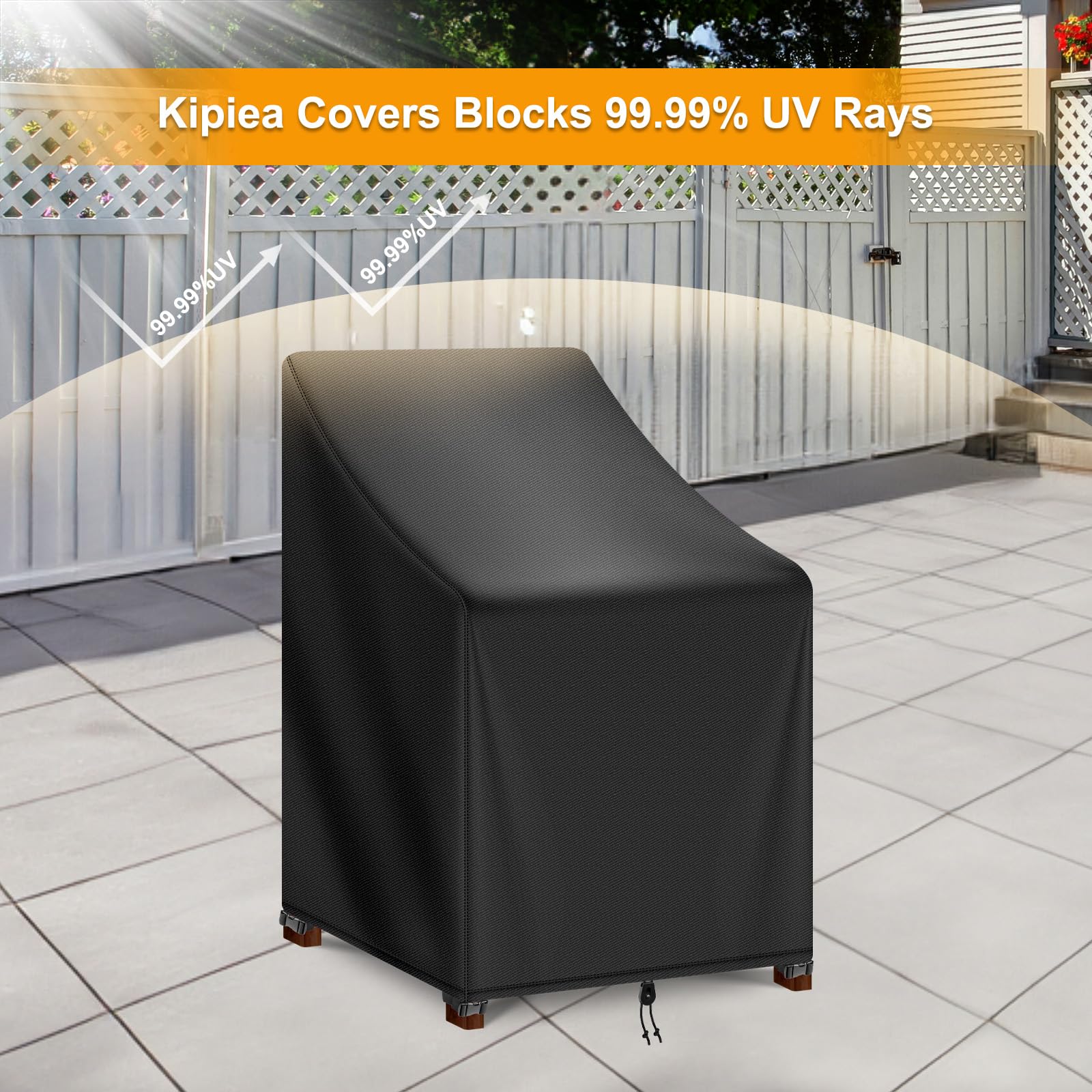 Kipiea cover next to chair showing fit and correct size comparison
