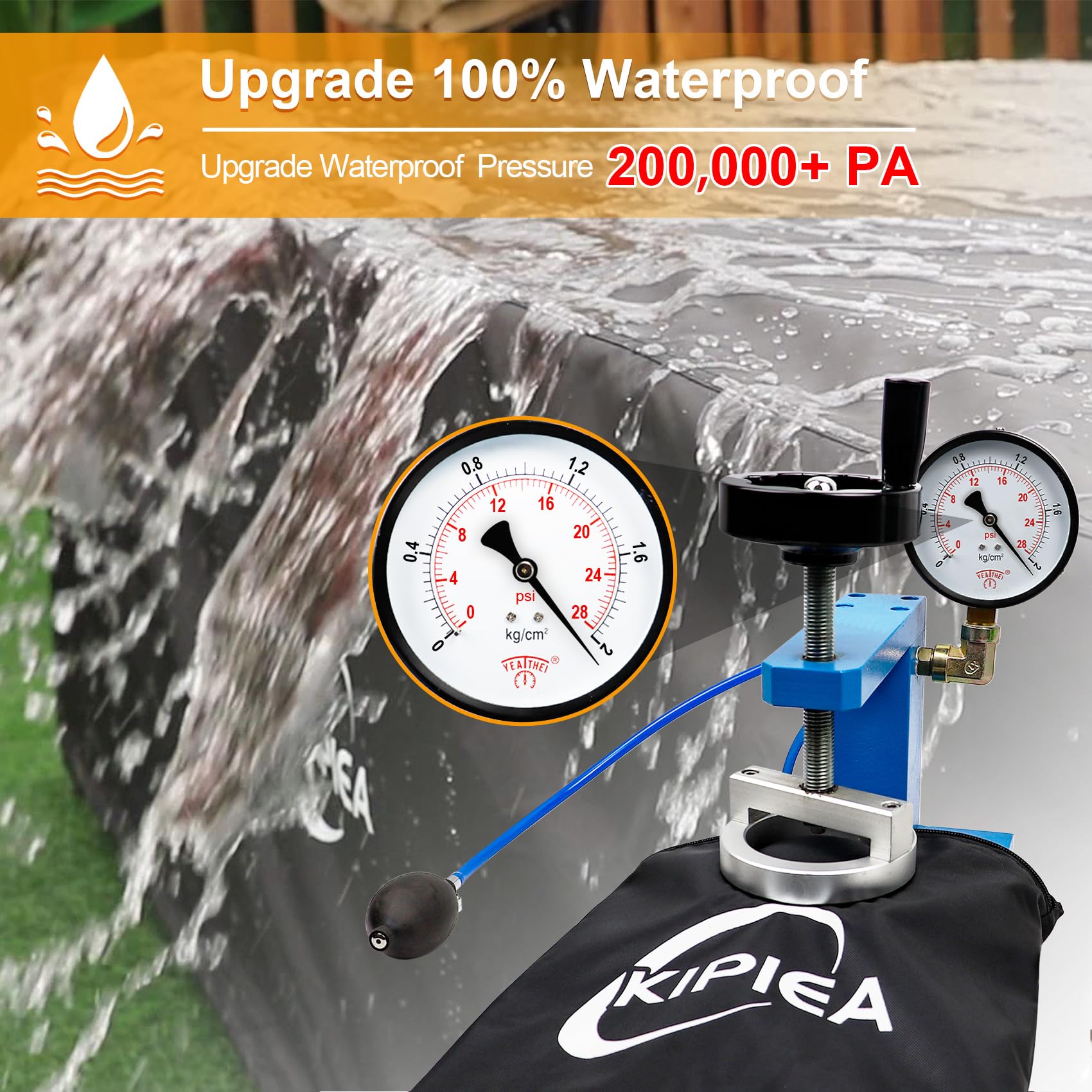 Kipiea heavy-duty buckles and side straps securing cover in wind