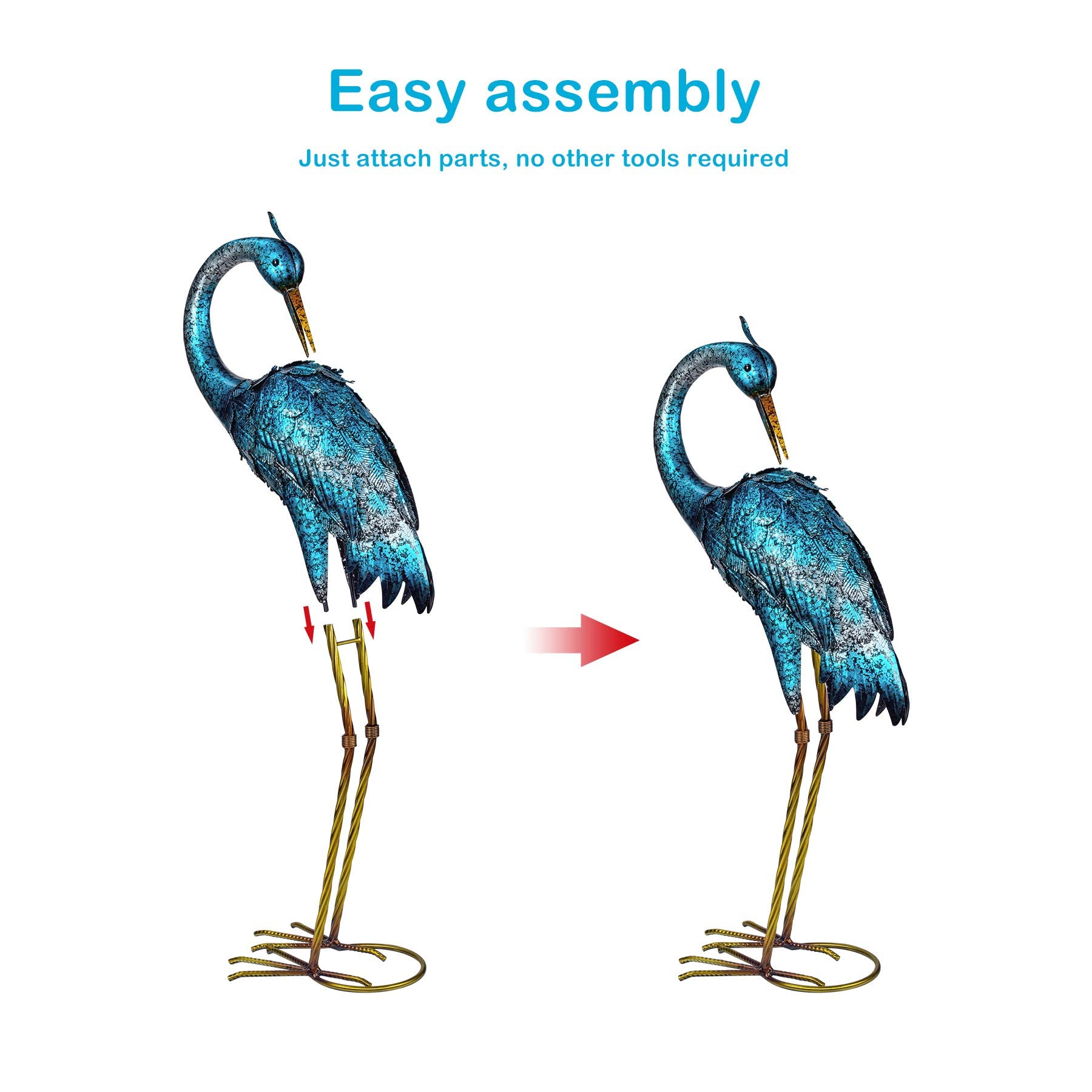 Kircust heron next to garden chair showing life‑size scale comparison