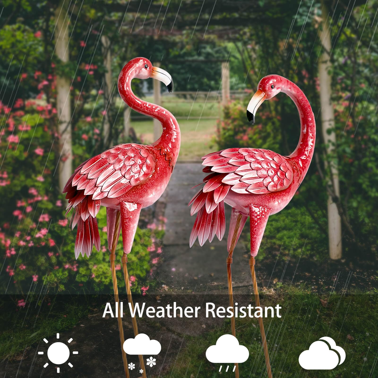 Kircust flamingo side profile highlighting two different poses for dynamic garden displays