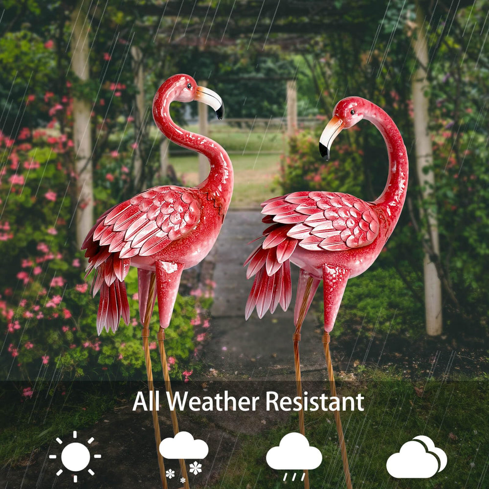 Kircust flamingo side profile highlighting two different poses for dynamic garden displays