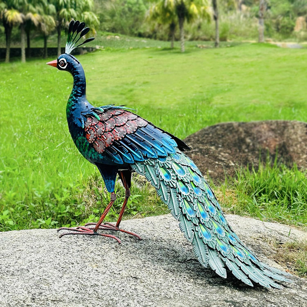Kircust peacock next to plant pot illustrating versatile placement and styling benefit