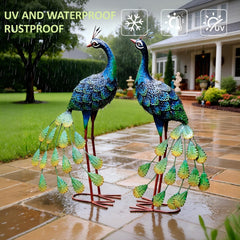 kircust peacocks arranged in garden creating decorative focal point