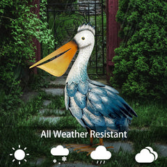 Kircust pelican placed in garden bed adding visual interest and charm