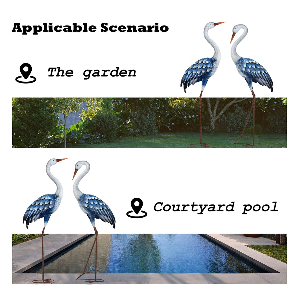 Kircust heron beside garden stool showing true-to-life size scale