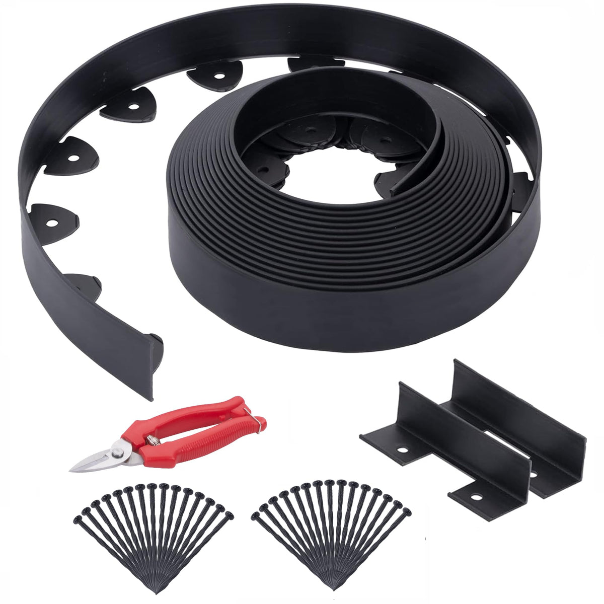 Kiss the Water front packaging showing 33 foot edging kit and included parts for quick installation