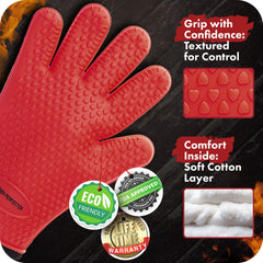 Kitchen Perfection gloves in use flipping steak with secure handling