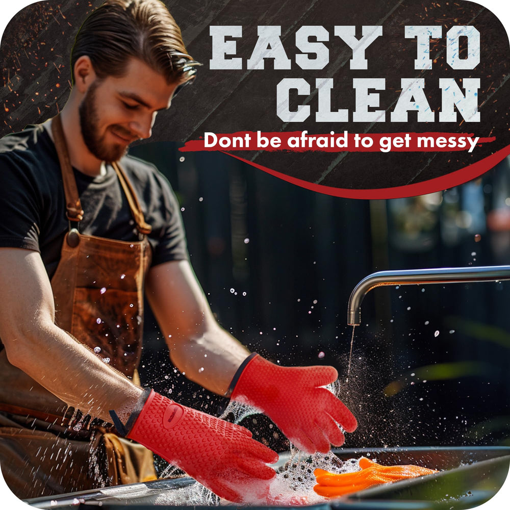 Kitchen Perfection gloves hanging on hook with convenient storage benefit