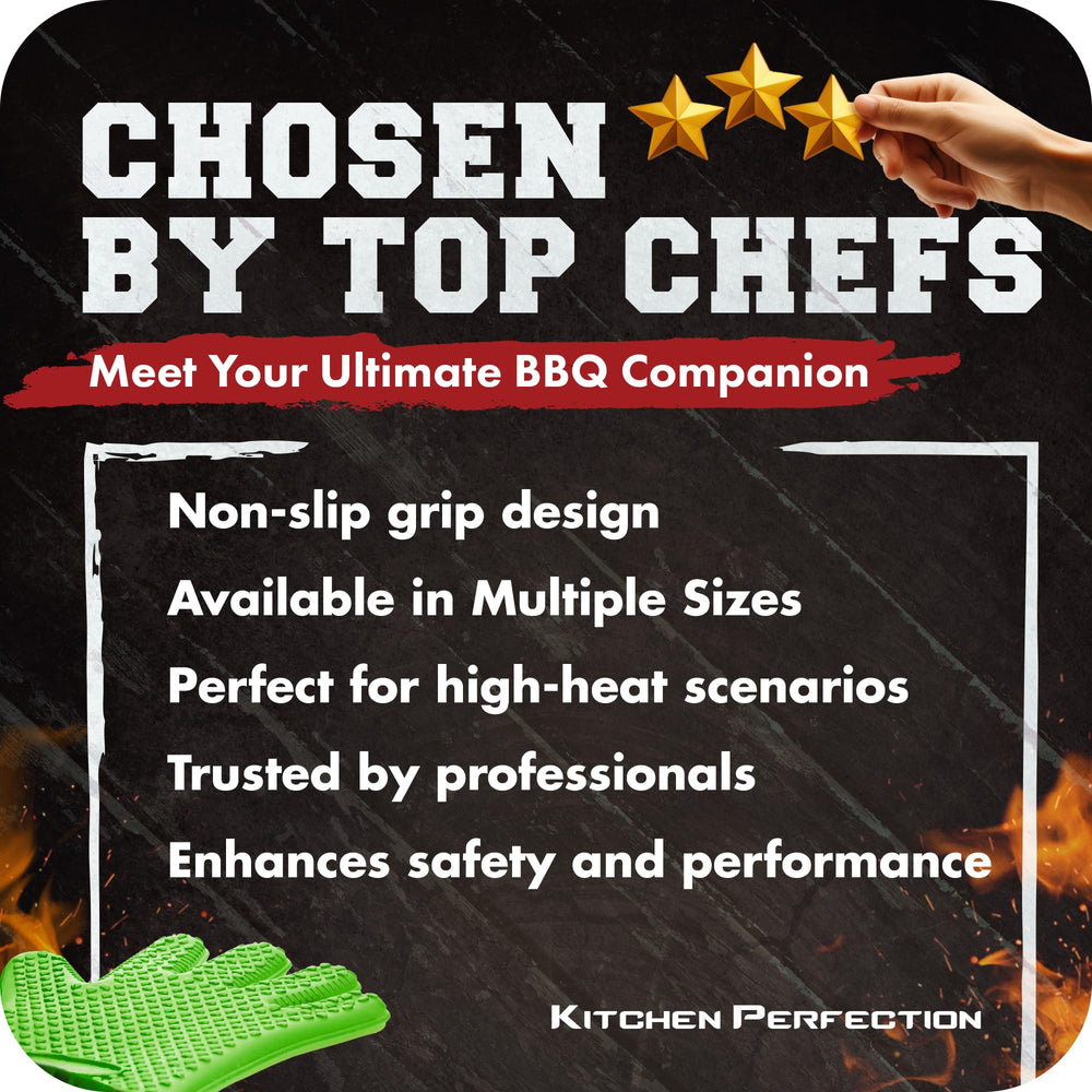 Kitchen Perfection gloves in use flipping burgers precise control