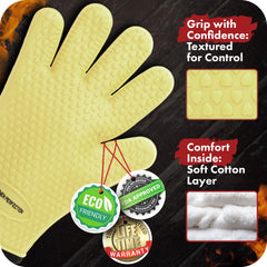 Kitchen Perfection gloves gripping hot grill grate demonstrating secure handling