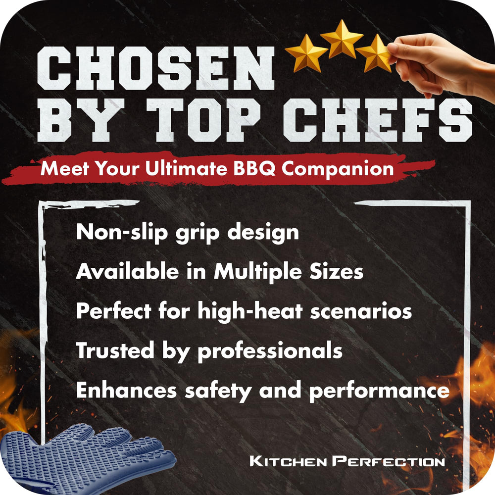 Kitchen Perfection glove worn on forearm to display 11-inch protective length