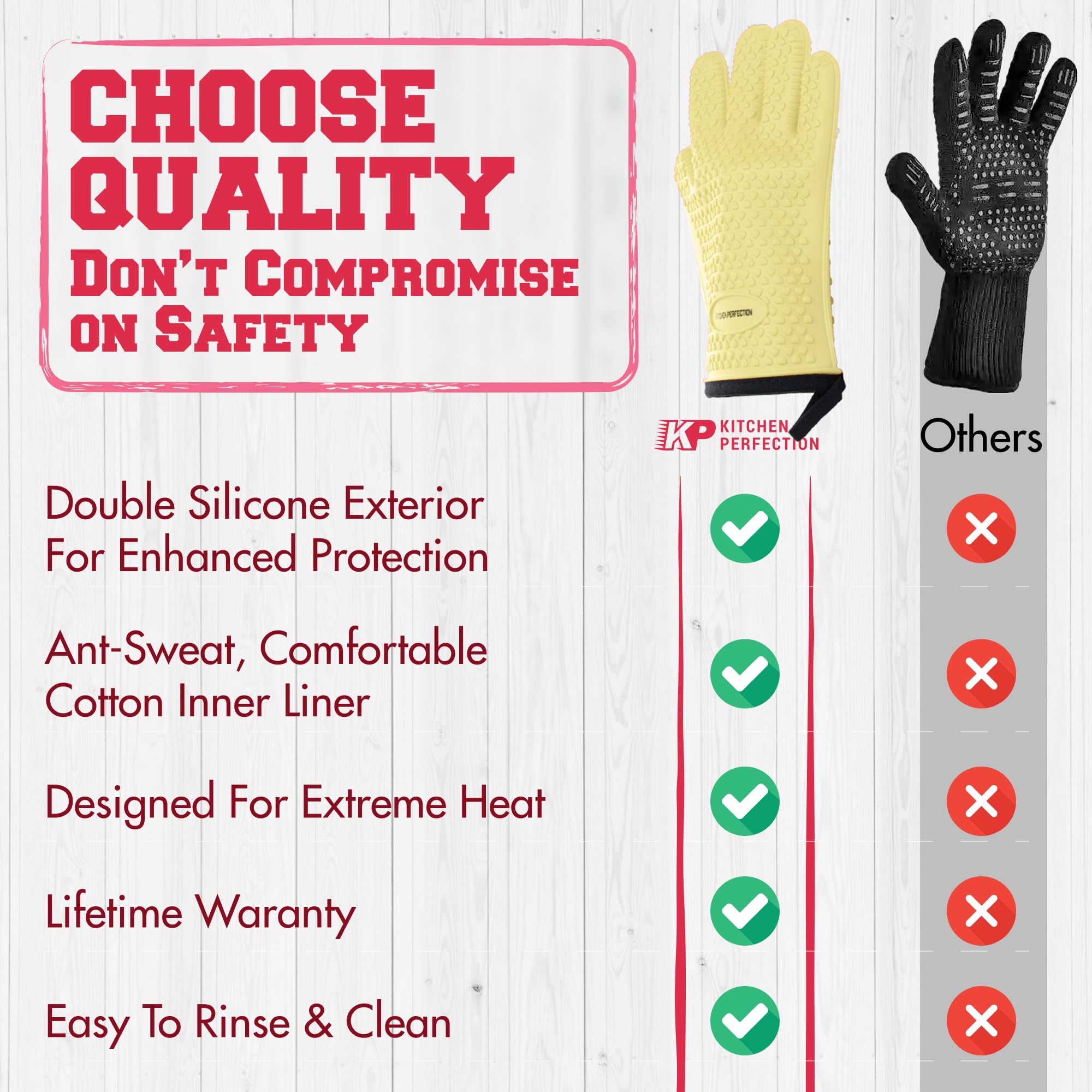 Kitchen Perfection gloves in backyard barbecue scene for confident outdoor cooking