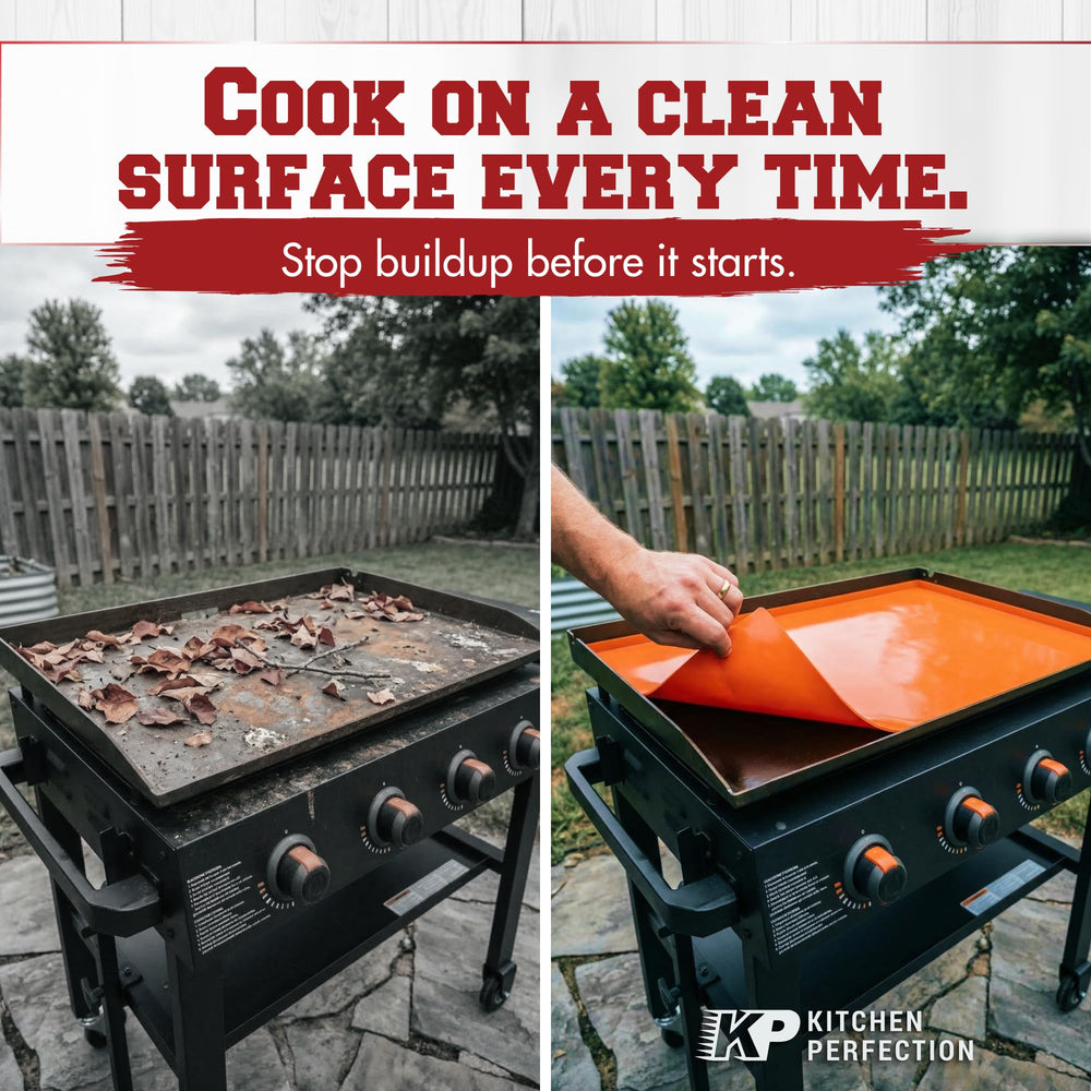 Kitchen Perfection mat placed right after cooking to preserve seasoning