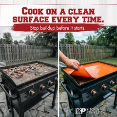 Kitchen Perfection mat placed right after cooking to preserve seasoning