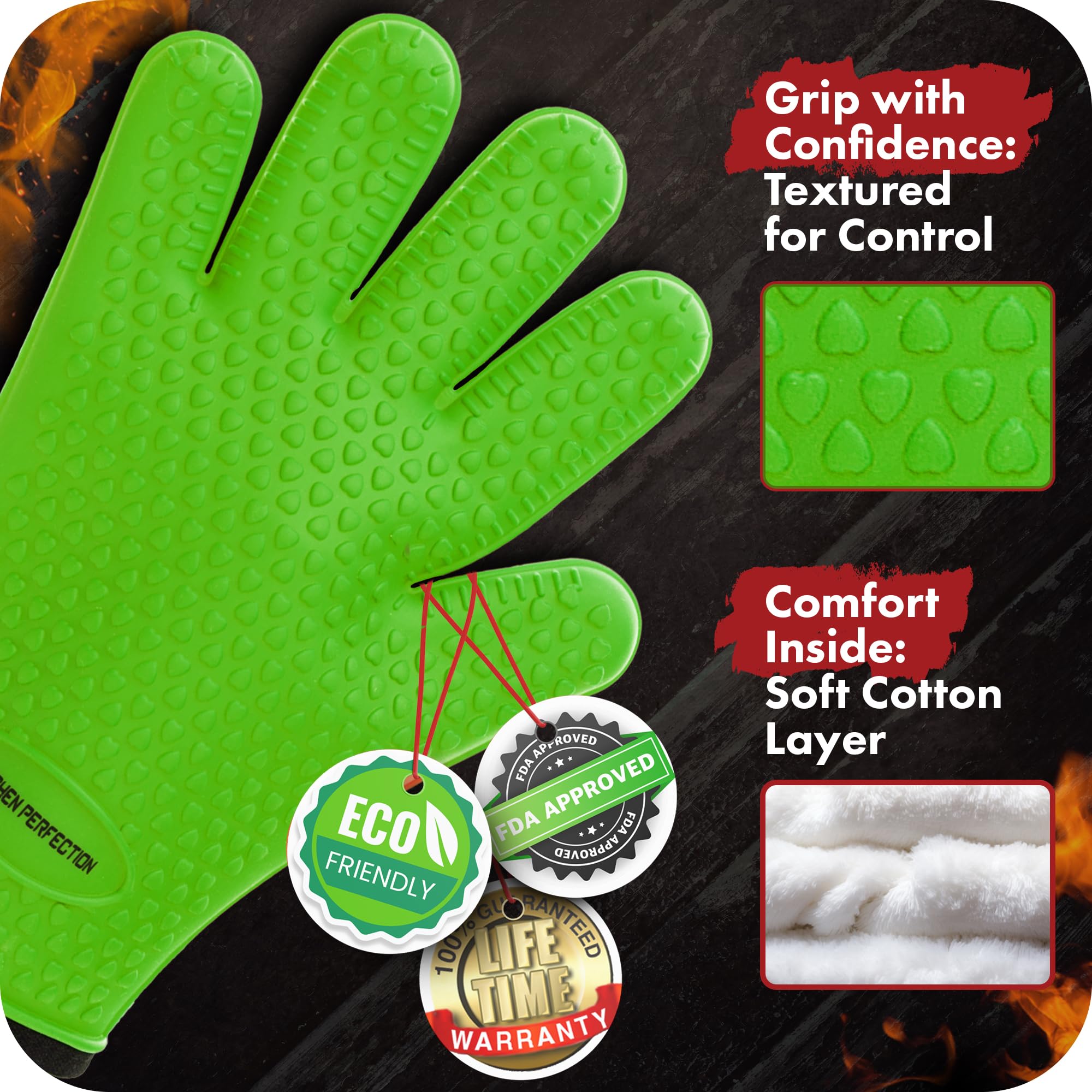 Kitchen Perfection silicone grip texture close-up secure handling