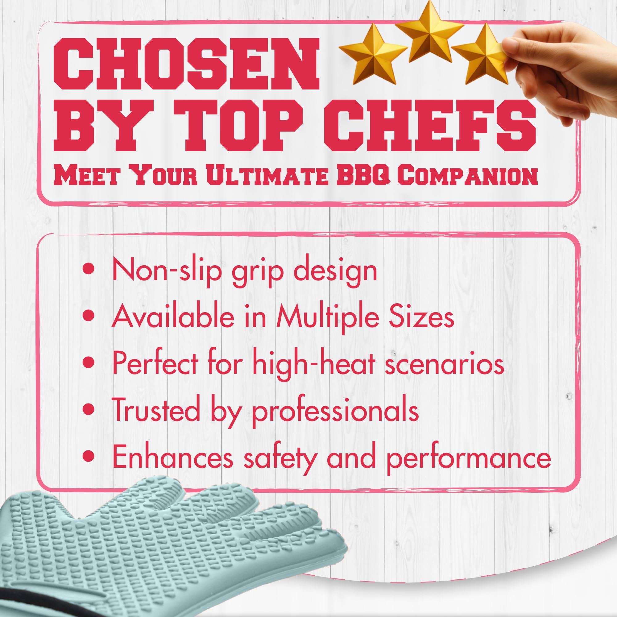 Kitchen Perfection size comparison with hands and ruler showing XL fit