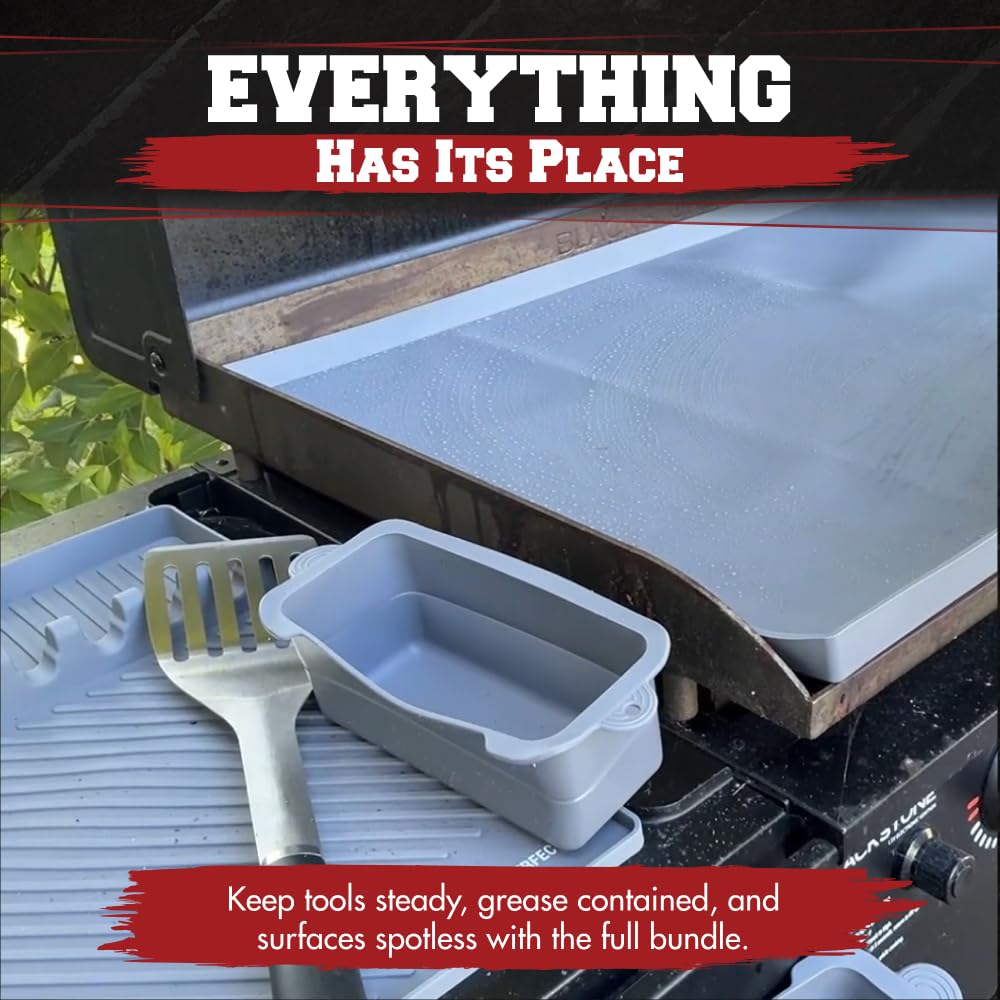 Kitchen Perfection size comparison on a 28-inch griddle showing precise fit