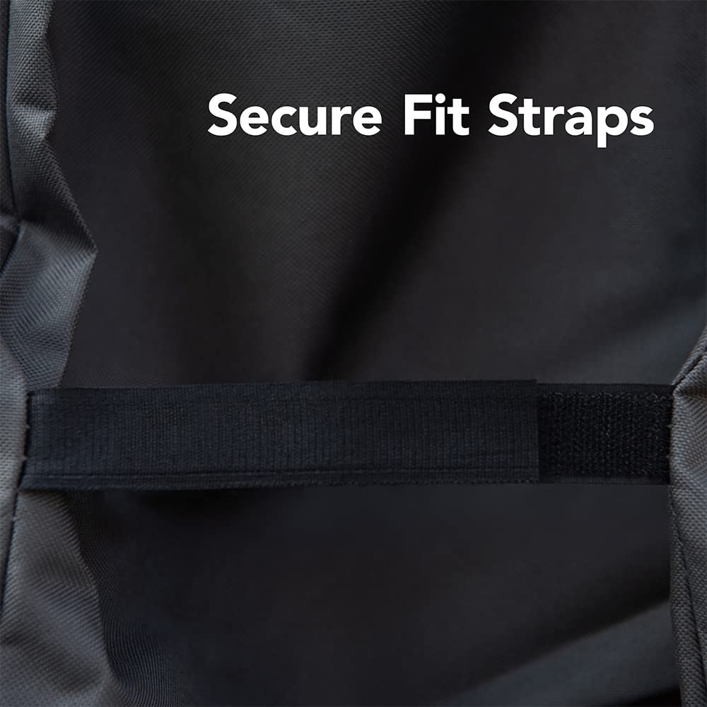 KitchenAid side view showing Velcro straps securing cover in wind