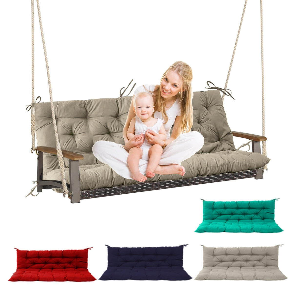 KITGLASS front view khaki cushion showing full 40x60in coverage and comfort